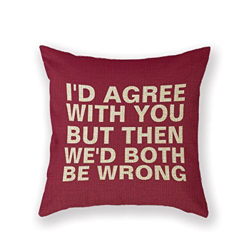 Pack of 2 Pillow cases Novelty Poly Cotton Multi Text Slogan in White 