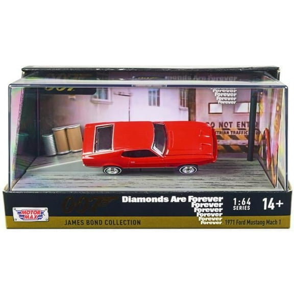 1971 Ford Mustang Mach 1 Red James Bond 007 Diamonds are Forever 1971 Movie with Display 1-64 Diecast Model Car