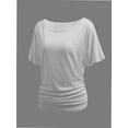 thumbnail image 6 of Womens Short Sleeve Boat Neck Side Shirring Dolman Drape Top, 6 of 6