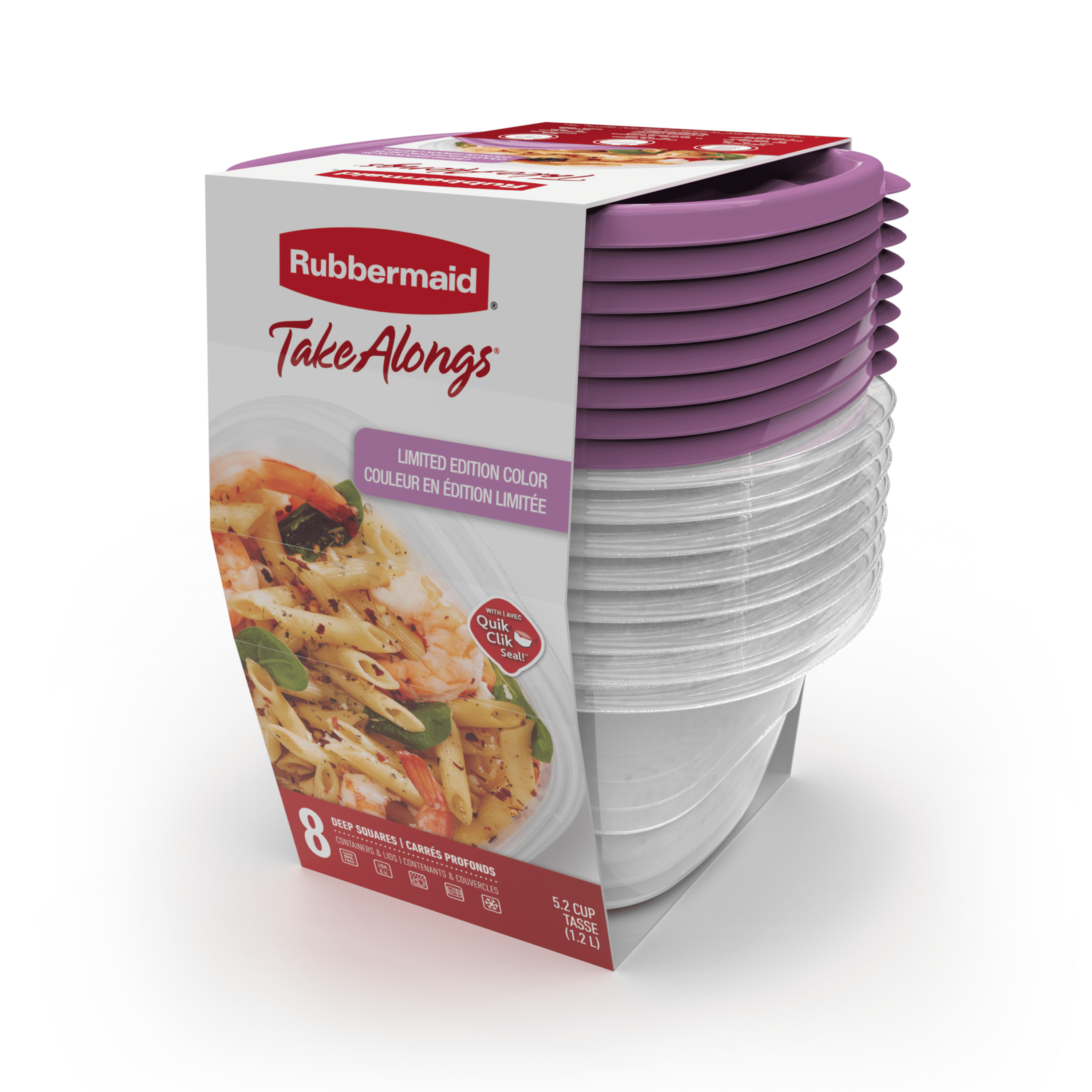 Rubbermaid TakeAlongs 5.2 C. Clear Square Food Storage Container with Lids  (4-Pack) - Kellogg Supply