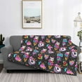 thumbnail image 2 of Honeii Rainbow Unicorn And Cat Icecream print throw blanket, crafted from cozy cotton flannel, offers versatile home decor as a bedding suitable for all seasons.-50"x40", 2 of 6