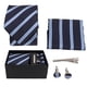 thumbnail image 1 of Juego de corbata para hombre, pañuelo, gemelos, pasador de corbata, duradero, resistente al desgaste, textura delicada, diseño clásico de rayas, corbatas para hombre, 1 of 14
