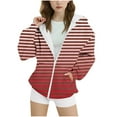thumbnail image 2 of Spazoro Girls Swearshirts, Full Zip Fall Winter Hooded Striped Casual Cardigan Tops for Girls Red Size 12-13T, 2 of 4
