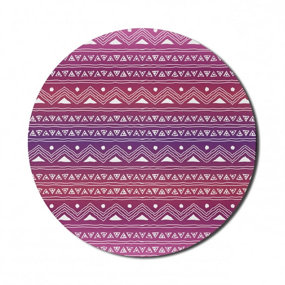 Tribal Mouse Pad for Computers, Geometric Pattern with Motifs and Ombre Backdrop Prehistoric Culture Doodle Art, Round Non-Slip Thick Rubber Modern Gaming Mousepad, 8" Round, Multicolor, by Ambesonne