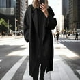 thumbnail image 2 of WTOBBY Women's Fashion Solid Color Lapel Wool Blend Coat, Long Sleeve Winter Outerwear with Classic Design, Warm and Elegant Jacket for Cold Weather,Black L, 2 of 4