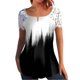 thumbnail image 1 of Mujeres Tops Casual verano encaje manga corta Split cuello túnica impresa camisetas camisetas Tops OAVQHLG3B Store lin121212, 1 of 4