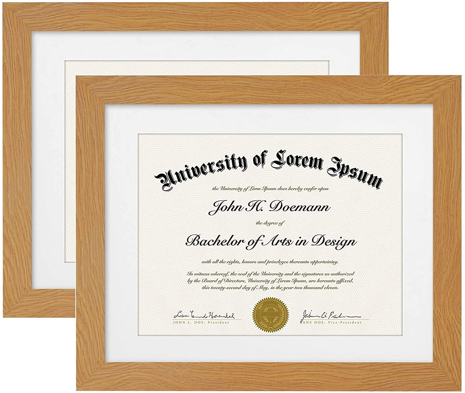 Americanflat 11x14 Oak Diploma Frame Displays 8.5x11 Diplomas with