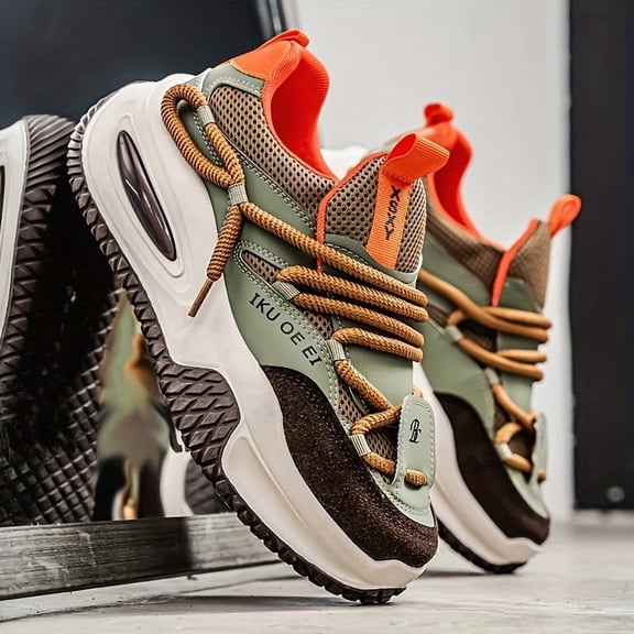 [Breathable Athletic Shoes] Breathable Athletic Casual Shoes for Men With Thick Soles, Stylish Streetwear Footwear