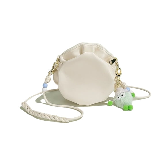 TAZAG Wrinkled Leather Small Round Bag Mini Shoulder Crossbody Bag Phone Bag