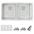 thumbnail image 1 of Azuni Dual Mount 32" Stainless Steel Double Bowl Kitchen Sink with 5 Accessories C233, 1 of 11