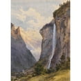 thumbnail image 2 of Edward Theodore Compton 19x24 Black Ornate Framed Double Matted Museum Art Print Titled: The Staubbachfall in Lauterbrunnen (Switzerland) (1869), 2 of 5