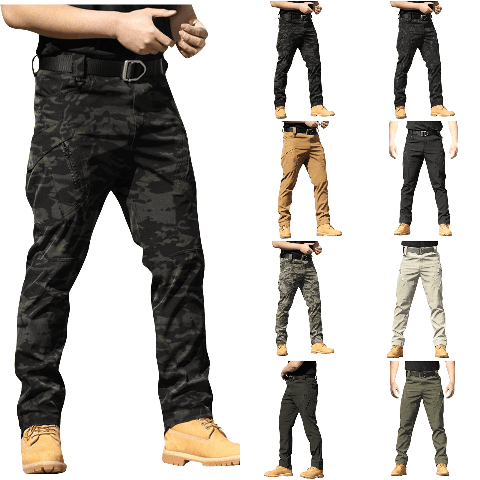 Cargo Pants for Men Camo Ripstop Hiking Pants Stretch Lightweight Work Trouser Multi Pockets Camouflage 3XL