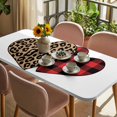 thumbnail image 3 of Valentine's Day Table Cloths for 5 Foot Rectangle Tables, Loves Red Plaid Leopard Romantic Patio Waterproof Elastic Fitted Tablecloths, Washable Rectangular Table Cover for Camping, 3 of 8