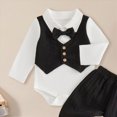 thumbnail image 4 of Infant Newborn Baby Boys Formal Vest Suit Babys First Birthday Gentlemans Bow Tie Overalls Suit 3 6 9 12 18 Months Infant Baby Piano Performance Outfit Set for 3-6 Months,Black, 4 of 5