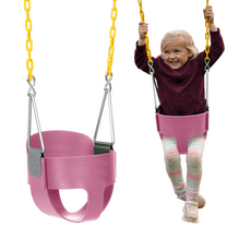 Eastern Jungle Gym Heavy-Duty High Back Full Bucket Toddler Swing Seat | Coated Swing Chains Fully Assembled | Pink Swing Set Accessory