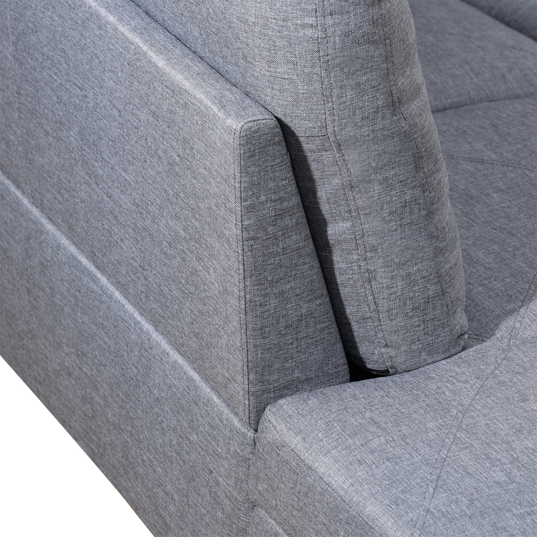 Aukfa 97" Classic Sectional Sofa 4 Seat L shape Couch for Living Room, 2Pillows, Oversized Left Chaise, Linen, Gray