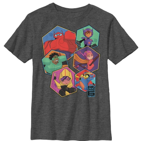 Boy's Big Hero 6 Hero Hexagon  Graphic Tee Charcoal Heather X Large