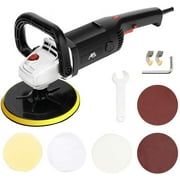 APLMAN Buffer Polisher, 7 Inch Buffer Polisher for Car with 5 Polishing Pads,6 Variable Speed Detachable Handle, Ideal for Marble Slab Wood Polishing Rust Removal Sanding and Waxing
