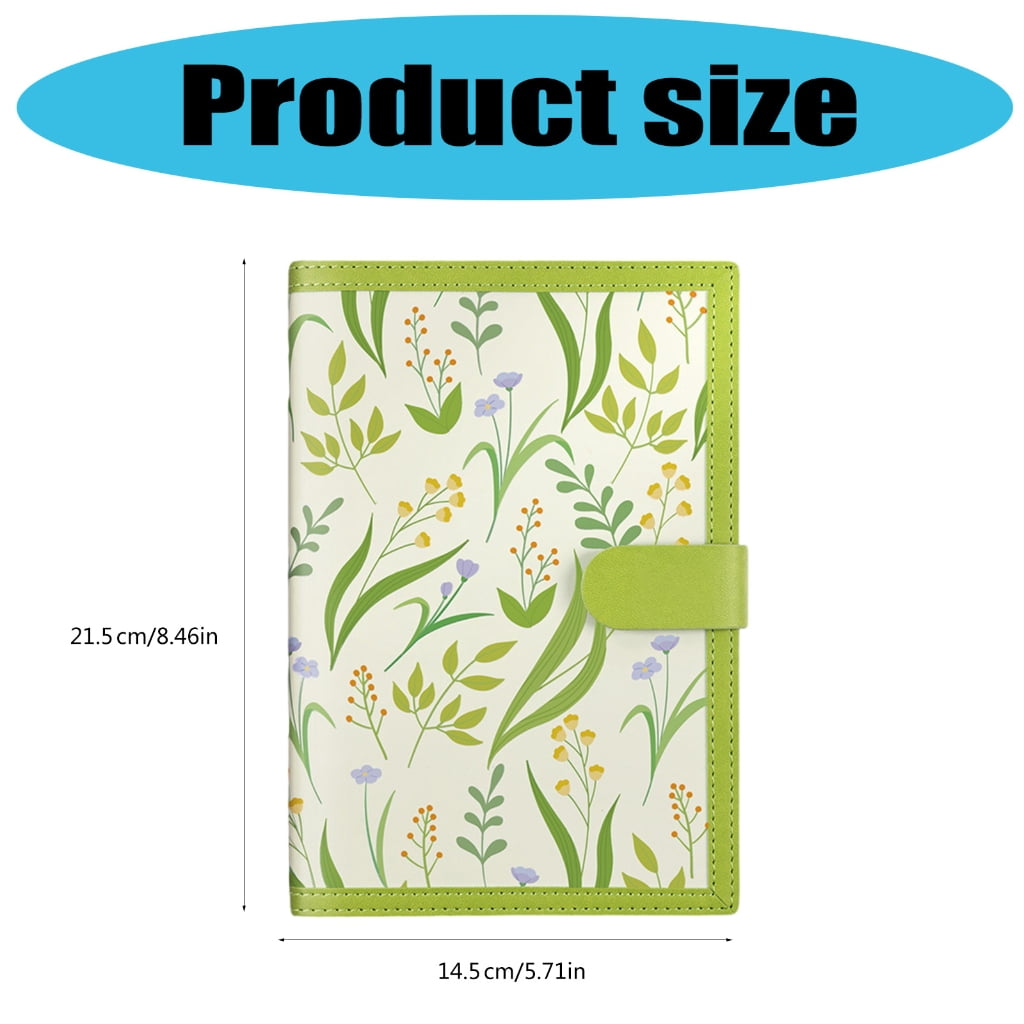 YongCo Flower Print Notebook 224 Pages Wide Lined Leather Notebook Journal 8.5x5.7Inch