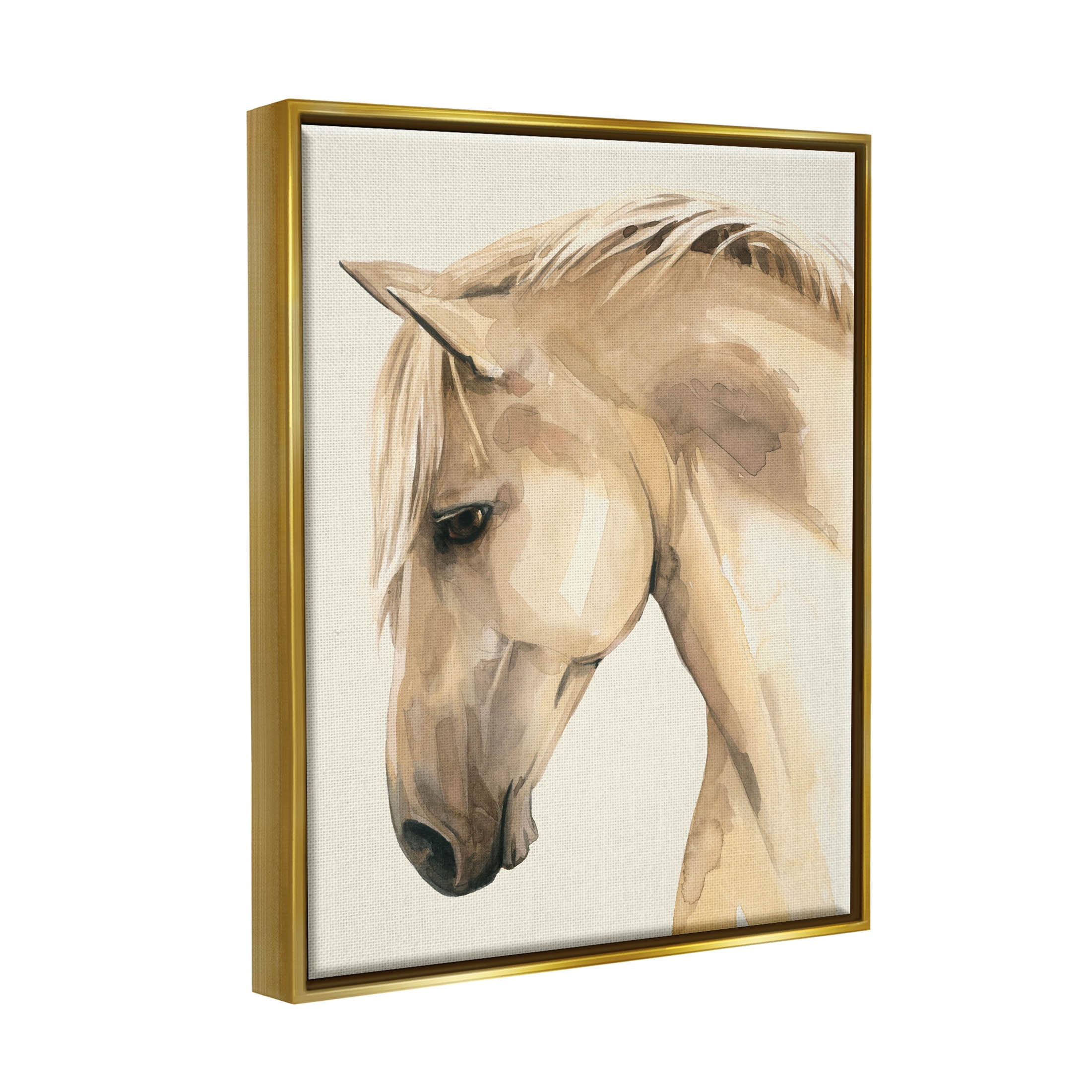 Stupell Industries Country Horse Farm Animal Portrait Graphic Art Metallic Gold Floating Framed Canvas Print Wall Art, Design by Grace Popp