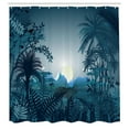 thumbnail image 3 of Ambesonne Teal Shower Curtain, Tiger in Rainforest, 69"Wx84"L, Teal, 3 of 5