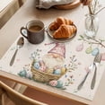 thumbnail image 3 of Easter Basket Gnome Placemats Set of 12, Vintage Pink Blue Eggs Branch Spring Floral Linen Texture Non-Slip Place Mats Washable Table Mats for Kitchen Dining Table Decorations Indoor/Outdoor, 3 of 9