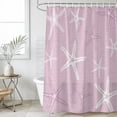 thumbnail image 4 of Vintage Pink Starfish Bathroom Shower Curtains with 12 Hooks Polyester Waterproof Shower Curtain for Stalls and Bathtubs Summer Coastal Beach Marine Life Decorative Bathroom Curtain 72x96 Inches, 4 of 9