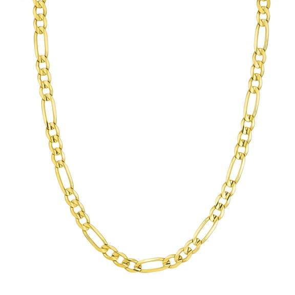 10K Yellow Gold 22" 7.3mm Light Concave Figaro Chain Necklace w/ Lobster Lock - Unisex