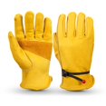 thumbnail image 4 of Leather Yellow Driver Gloves Fleece Lined Lorry Driving Work Glove, 4 of 9