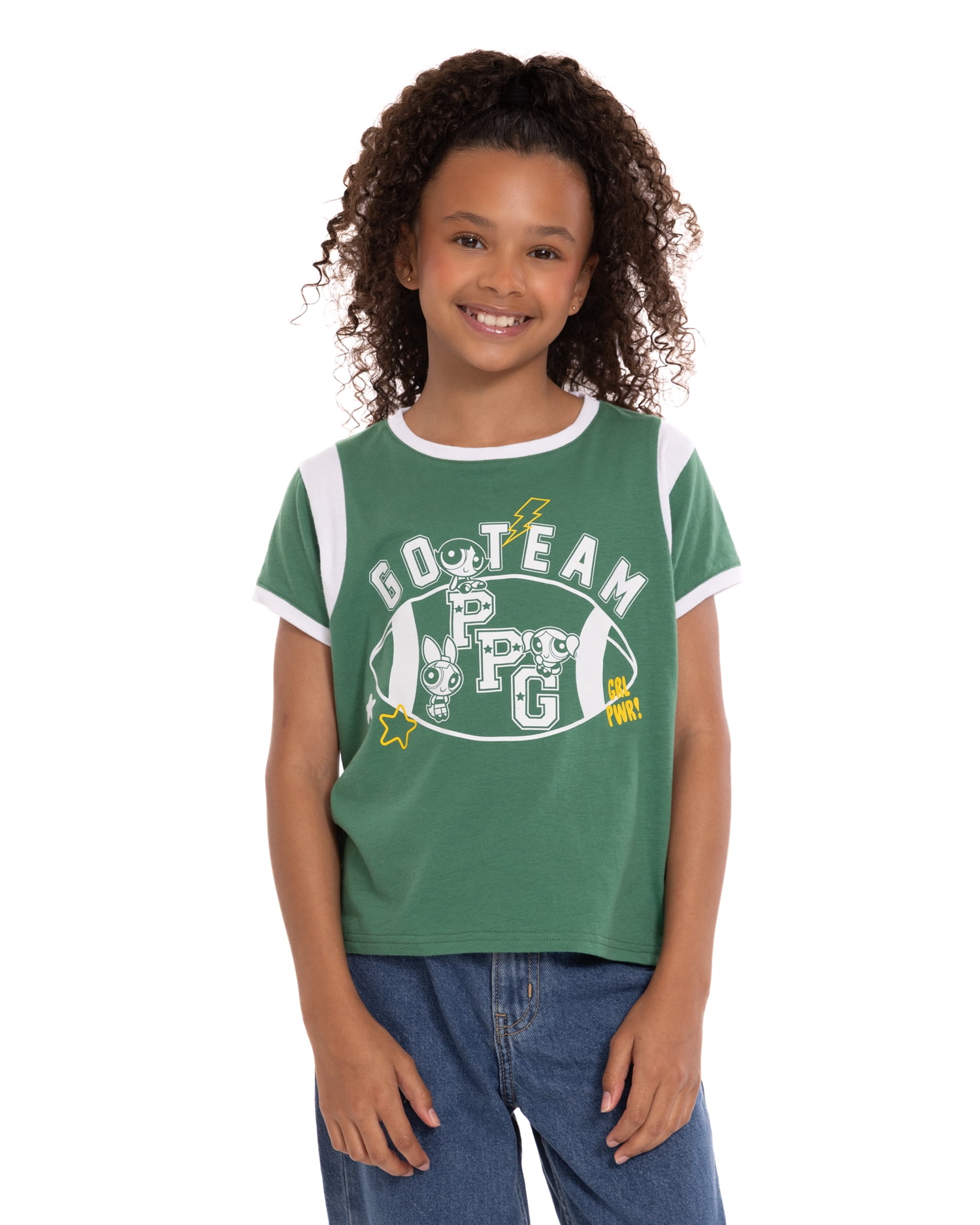 Powerpuff Girls Girls Graphic Game Day Tee with Short Sleeves, Sizes 4-16