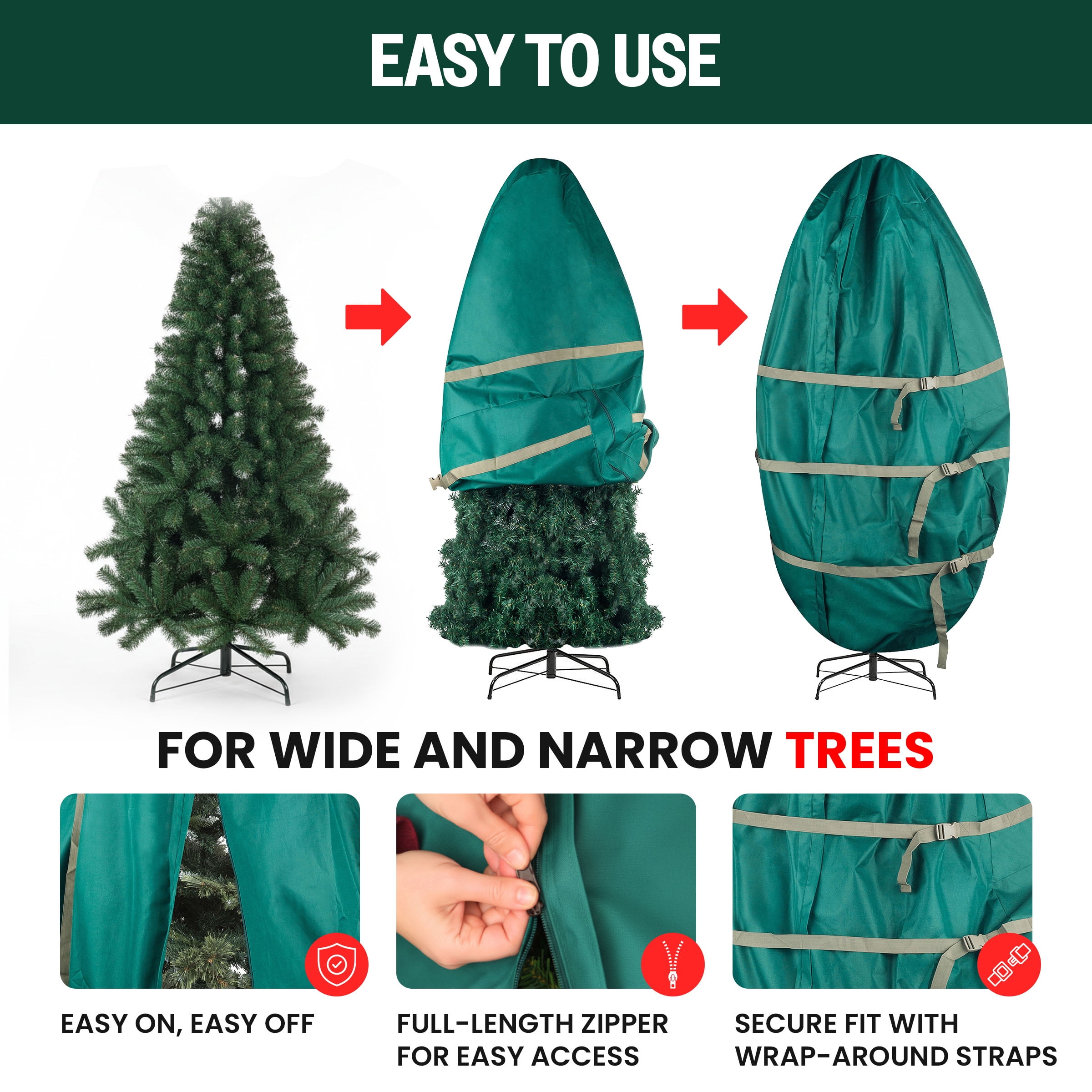 Tiny Tim Totes Upright Christmas Tree Storage Bag for 9FT Trees (Green)