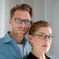 thumbnail image 2 of OPULIZE TED Reading Glasses - 2 Pack - Narrow Lightweight Frame - Black & Transparent Khaki - Mens Womens - Scratch Resistant, Spring Hinges - RR17-16 - +2.00, 2 of 6
