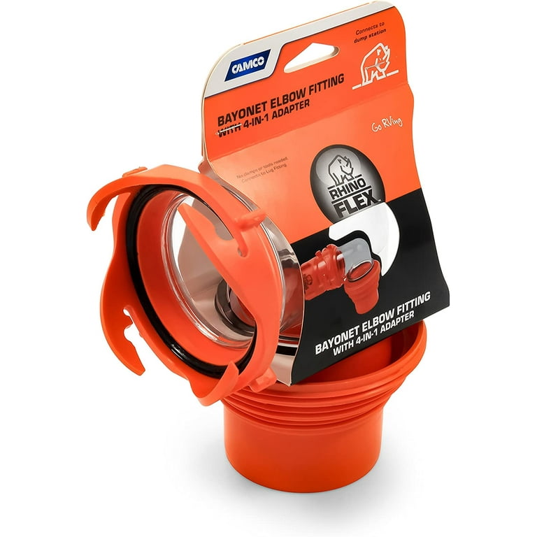 Camco RhinoFlex RV Bayonet Elbow Fitting with 4-in-1 Adapter