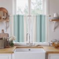 thumbnail image 2 of Teal Aqua Stripes Kitchen Curtains, Minimalist Abstract Vertical Lines Light Filtering Window Curtain Panels, 2Pcs Rod Pocket Window Treatments Set for RV Dining Room Study Room 42x45 Inches, 2 of 9
