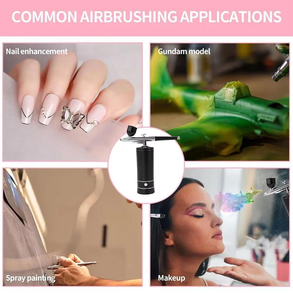 Cordless Portable Kit, 0.3mm Fine Nozzle with USB Rechargeable Battery, Adjustable Airflow for Model Painting, Makeup, Cake Decorating & Crafts