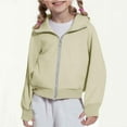 thumbnail image 2 of Ltctricy Girls' Zip up Hoodies Long Sleeve Fleece Hooded Cropped Sweatshirts Fall Winter Fashion Jackets with Thumb Holes(Beige,11-12 Years), 2 of 7