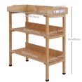 thumbnail image 3 of Outsunny Outdoor Garden Wooden Potting Bench Work Station Table w/ Hooks, 3 of 9
