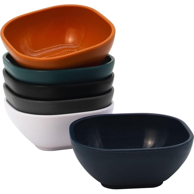 Platos de salsa de soja con pajita de trigo, 6 piezas cuencos pequeños para postre, tazón irrompible para salsas, mini cuencos de preparación, juego de cuencos