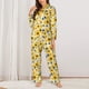 thumbnail image 2 of Balery Navy Blue Leaf Sunflower Conjunto de Pijama con Estampado para Mujer, Conjunto de Dos Piezas con Manga Larga, Ropa de Dormir Suave con Bolsillos, Pijamas Cómodos-Small, 2 of 7