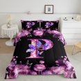 thumbnail image 2 of Erosebridal Butterfly Bedding Twin Comforter Set,Monogrammed P Down Comforter,Purple Flower Bedding Sets Twin with Comforter,Room Decor Reversible,2 Pieces, 2 of 7
