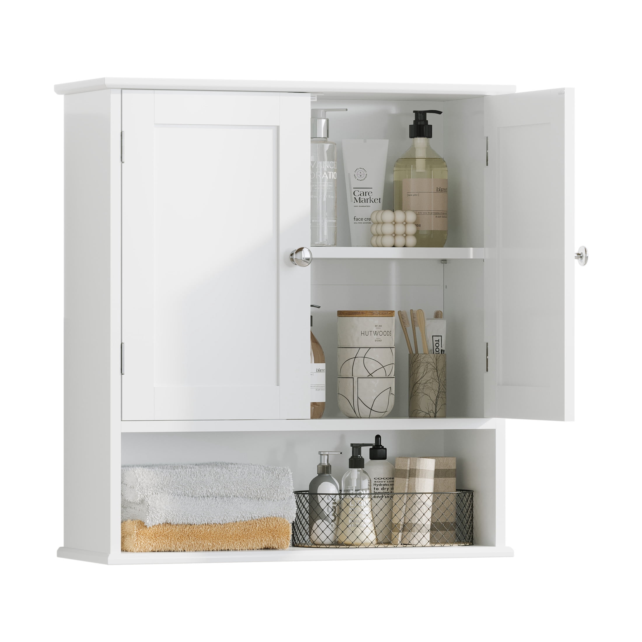 Noble House 26" Bathroom Wall Cabinet with Door, Adjustable Shelves, 3-Tier Wall Mounted Medicine Cabinet, White