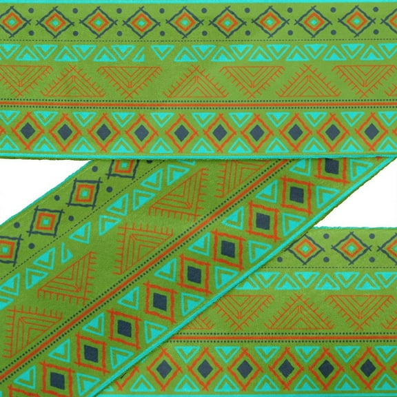 IBA Indianbeautifulart Brown Aztec Geometric Ribbon Trim Tape Fabric Laces For Crafts Printed Velvet Trim 9 Yards Sewing Accessories 2 Inches