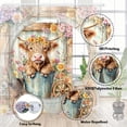 thumbnail image 3 of Funny Highland Cow Shower Curtain, Farmhouse Bull Spring Watercolor Floral Western Animal Wooden Bath Curtain,Rustic Flower Plant Fabric Bath Accessories Shower Curtain Set with Hooks, 54X70in, 3 of 5