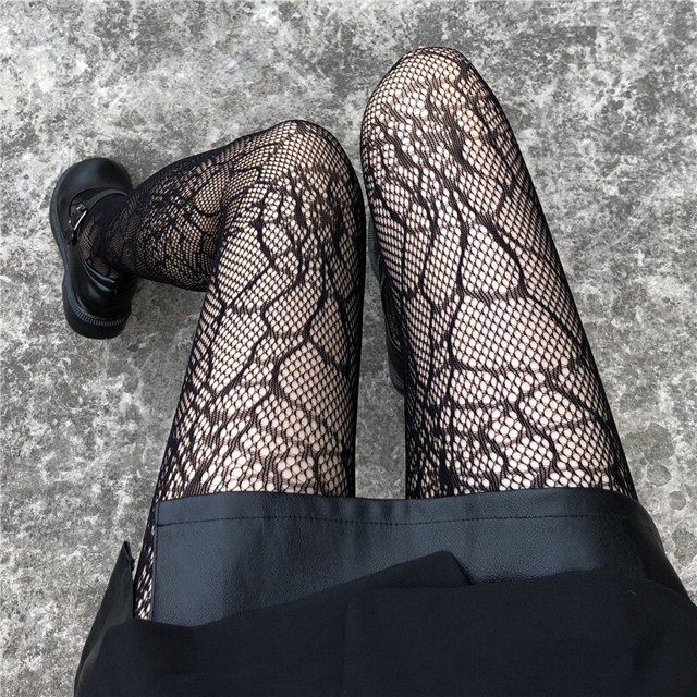 Lolita Girl Cute Love Heart Print Tights Mujeres Sexy Gothic Punk Magical Five-Pointed Star Mesh Fish Net Pantyhose Medias para el cuerpo Gao Jinjia LED
