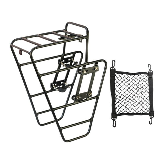 Vsenkes Bike Front Cargo Rack Aluminum Front Pannier Rack for Touring Mountain Bikes With Net Bag