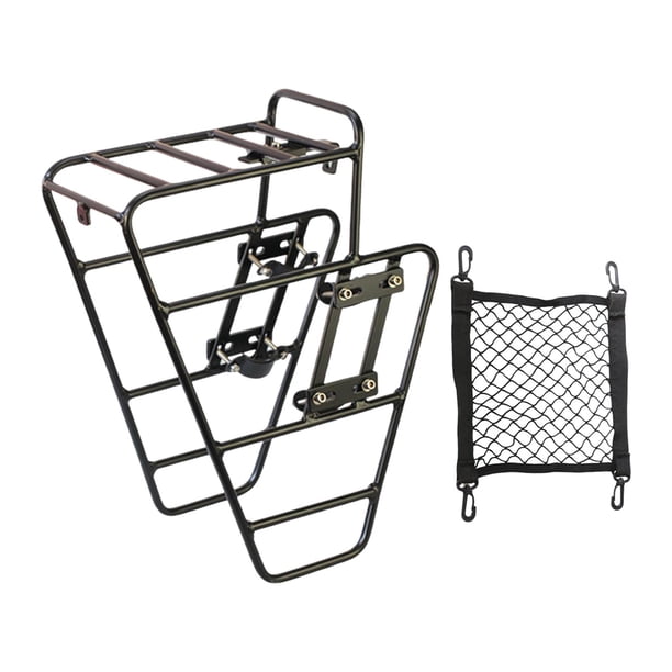 Portaequipajes delantero para bicicleta, soporte para estante de equipaje, alforja de carga ligera, portaequipajes delantero de aluminio para ciclismo Con bolsa de red
