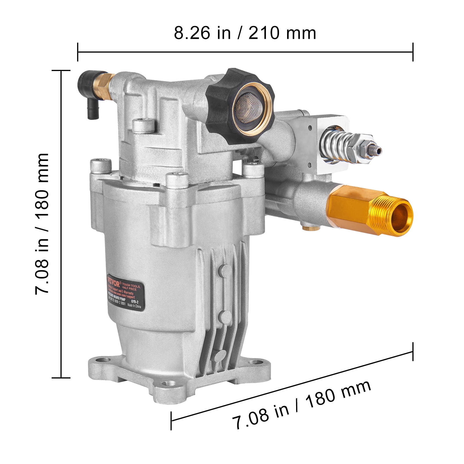 VEVOR Pressure Washer Pump, 3/4" Shaft Horizontal, 3400 PSI, 2.5 GPM, Replacement Power Washer Pumps Kit, Parts Washer Pump, Compatible with Honda, Simpson, RYOBI, Briggs & Stratton, Subaru