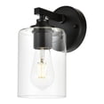thumbnail image 2 of Living District Mayson 1-Light Iron & Glass Bath Sconce in Black/Clear, 2 of 6
