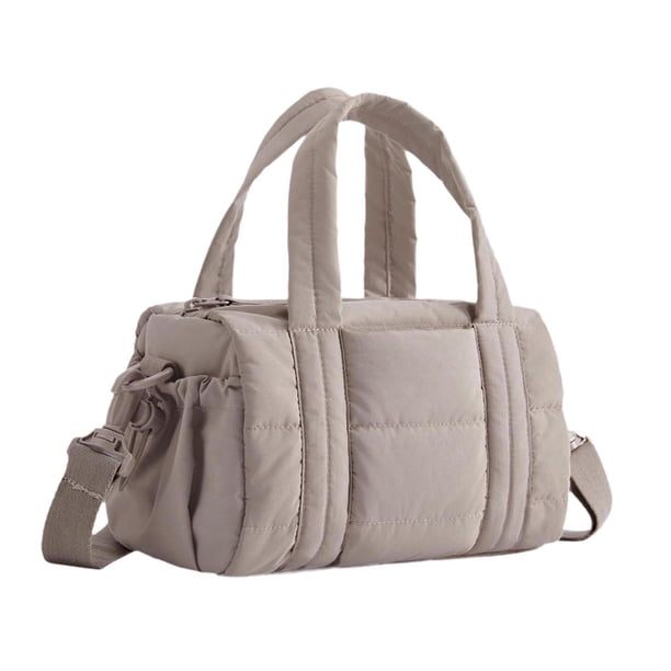 Bolso de mano acolchado para mujer, moderno y casual, ideal para gimnasio, camping y viajes. Camello