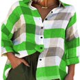 thumbnail image 1 of Plus Size Button Down Pantalons Décontractés Manches Longues Chemisiers, 1 of 2